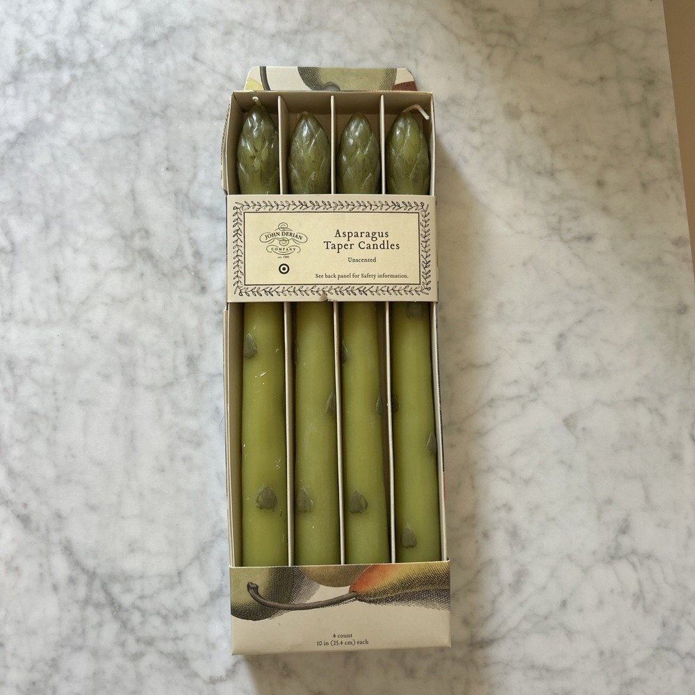4pk Unscented Asparagus Green Taper Candles John Derian for Target New in Box